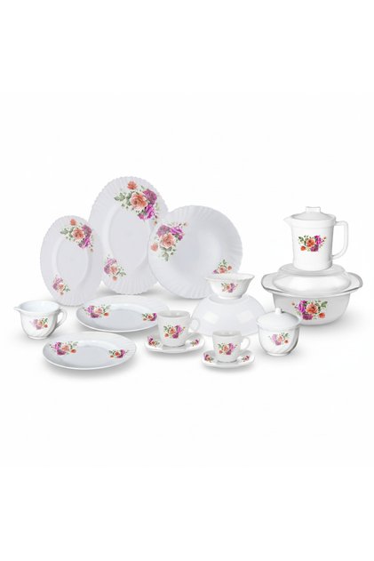 Opal Dinner Set 58 Pieces – Premium Opalware Elegant Dining Set | Durable & Heat Resistant Tableware