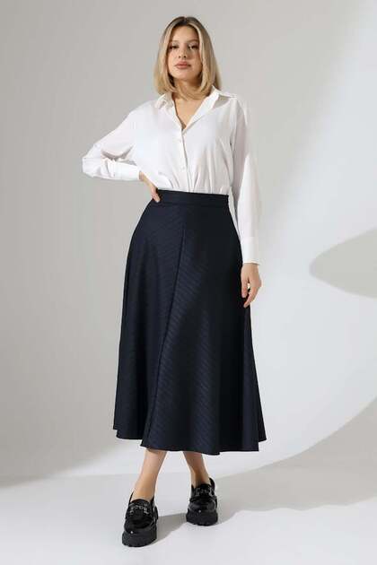 Patterned Midi Flared Skirt