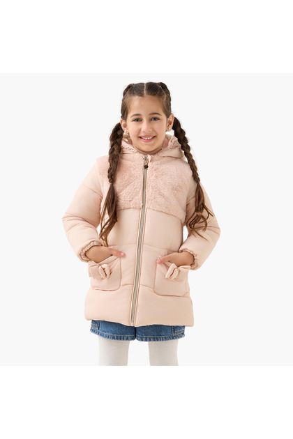 Solid Hooded Puffer Jacket with Long Sleeves