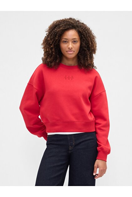 GAP Kadın Kırmızı Heavyweight Fransız Havlu Kumaş Oversized