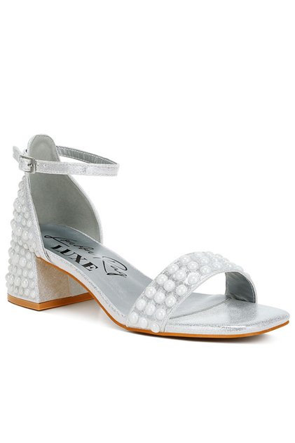 Women Rhinestone Embellished Shimmer Sandals in Silver