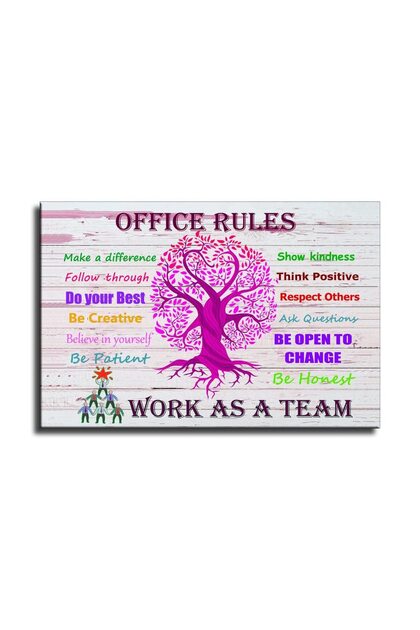 ALAYRA Inspirational Wall Art for Office We Are A Team Motivational Quotes Poster Colorful Tree Signs Pictures for Office Room Decor (-Unframe,Office Rules)30X40 CM