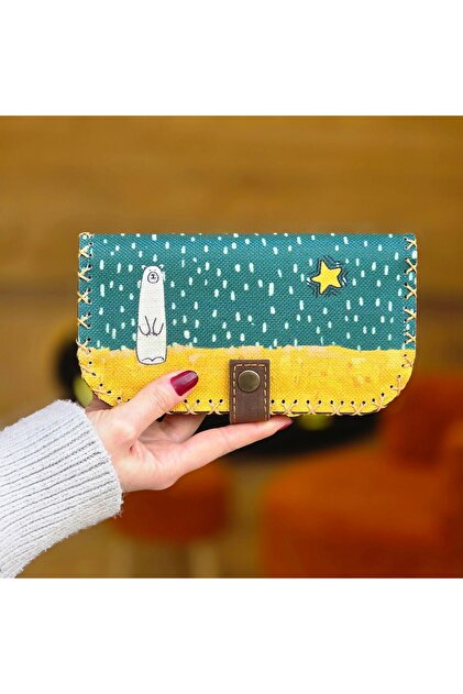 Polar Bear Pattern Large Women's Wallet - Ethnic Retro Bohemian Handmade