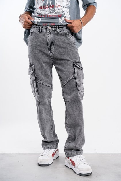 Men's Dark Gray Baggy Cargo Pants