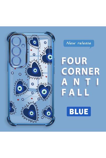 Samsung Galaxy A24 Compatible Transparent Silicone Flutter Protective Case Evil Eye Pattern