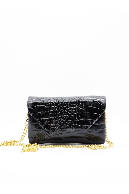 Women's Chain Crocodile (Crocodile Skin) Patterned Evening Dress Hand and Shoulder Bag