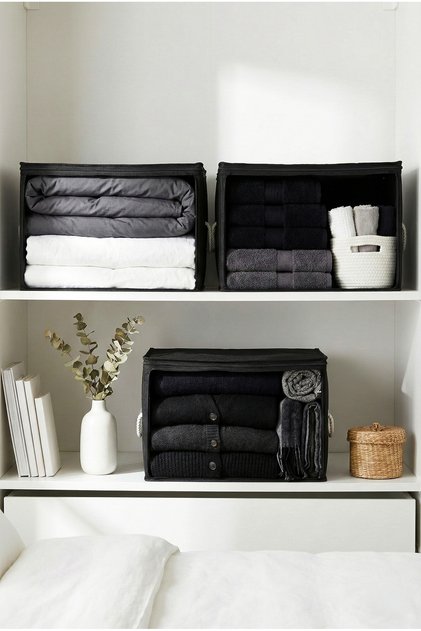 3 Pieces Black Small Size Under-Bed Storage, Suitcase Organizer, Dowry Bundle Storage / 30X22X18