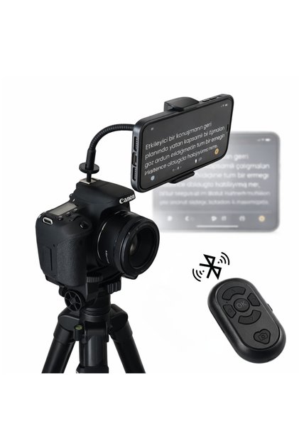 Kamera Üzeri Telefon Tutucu + Bluetooth Kumanda – Uygulaması - Video Çekim Seti