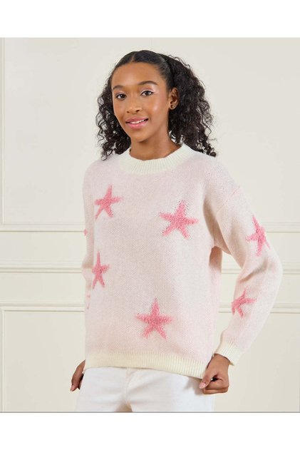 Senior Girls Ivory Printed Pullover