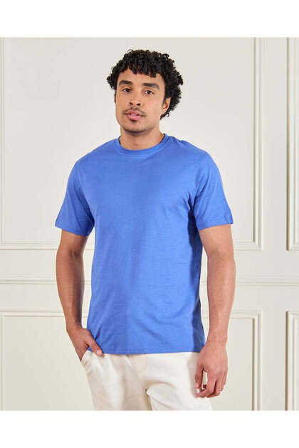 Men Blue Solid T-Shirt