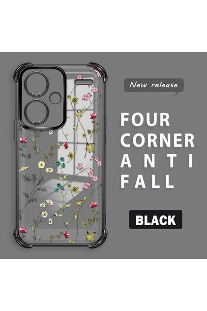 Xiaomi Redmi Note 13 Pro Plus 5g Compatible Transparent Silicone Flutter Protective Case Flower Patterns