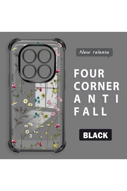 Xiaomi Redmi Note 14 Pro 4g Compatible Transparent Silicone Flutter Protective Case Flower Patterns