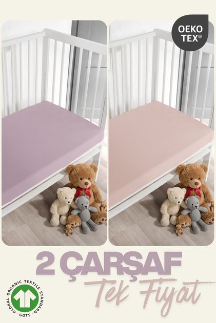 2’li Bebek Çarşaf Seti – %100 Pamuk Organik, Lastikli Bebek Yatak Çarşafı, 60x120+15 cm