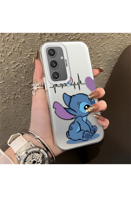 Samsung Galaxy S24 Compatible Stitch Couple Pattern Case Silicone Edge Hard Back Anti-Fall