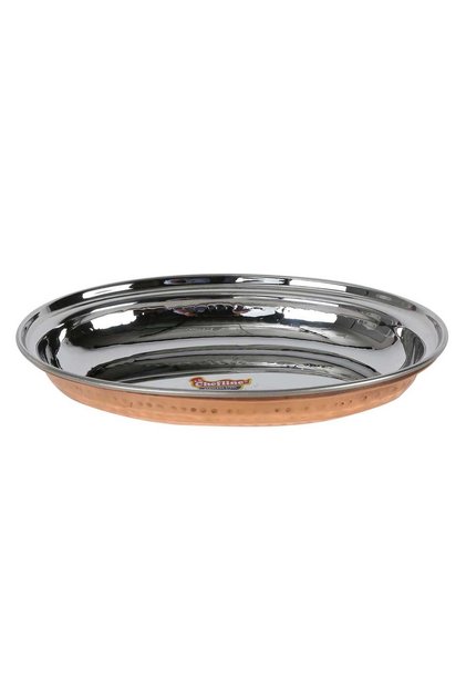 Double Wall Copper Oval Curry Dish, 21 cm