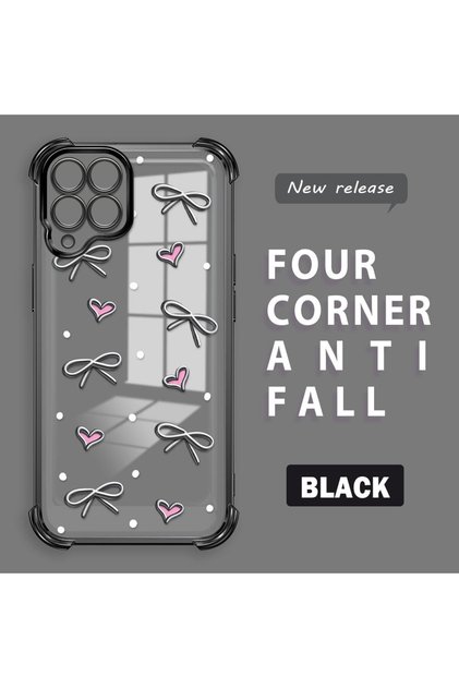 Samsung Galaxy M33 Compatible Transparent Silicone Flutter Protective Case Heart Patterns