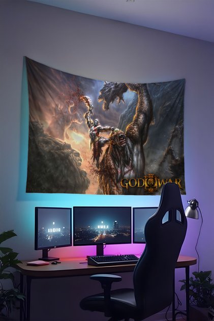 Gamer Wall Cloth, Playstation Xbox – Gaming Themed, High-Quality Fabric, Tapestry Wall Carpet