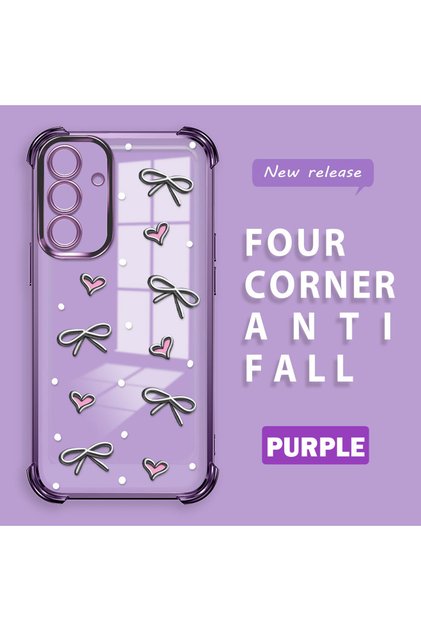 Samsung Galaxy A56 Compatible Transparent Silicone Flutter Protective Case Heart Patterns