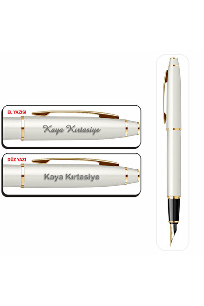 35 White Gold Ballpoint Pens & Fountain Pen Set, Personalized with Your Name