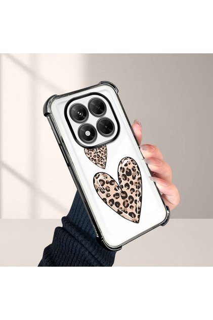 Xiaomi Redmi Note 14 Pro 4g Compatible Transparent Silicone Flutter Protective Case Leopard Patterns