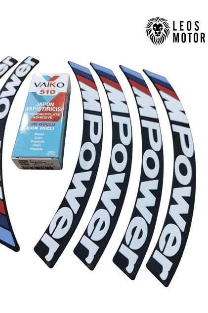 M Power-Motorcycle and Automobile Tire Printing-Embossed Sticker Application-8 Pieces+Applying Set