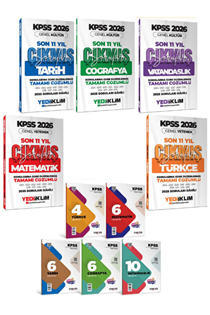 Yediiklim Yayınları 2026 KPSS GY-GK Lisans Çözümlü Son 11 Yıl