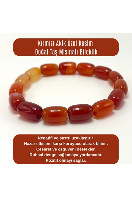 Certified Red Agate Special Cut Natural Stone Misinali Bracelet