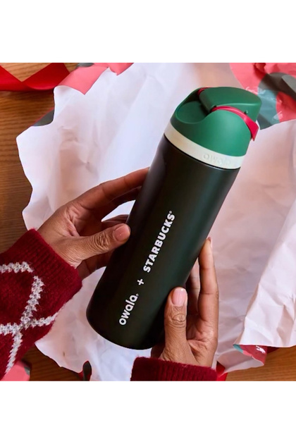 Starbucks Owala + Pipetli Termos Özellikli Yeşil Su Şişesi Limited