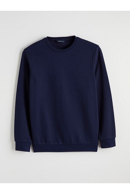 Lcwaikiki Classic Navy Blue Crew Neck Men's Thick Sweatshirt