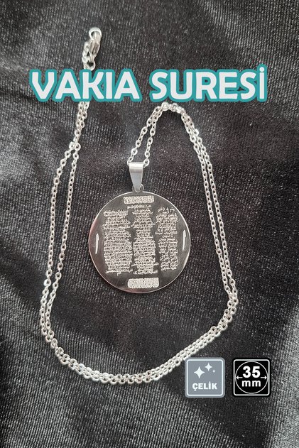 🙏 Vakıa Surah Steel Necklace 🎨   Silver Color