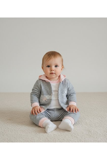 Baby Girl 3-Piece Hooded Rabbit Patterned Set