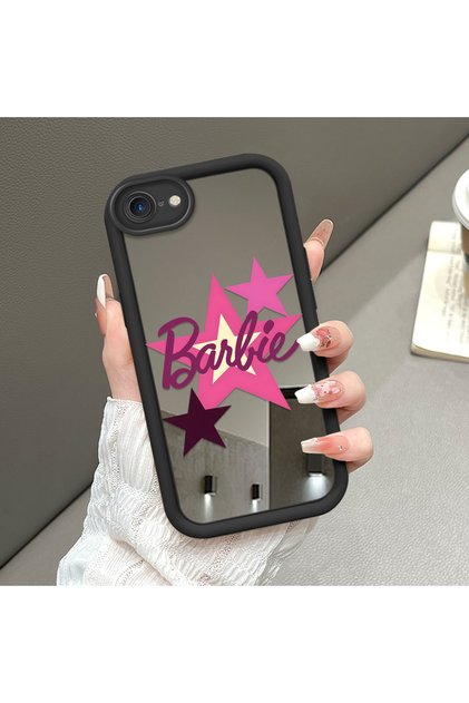 Mirror Phone Case Compatible with iPhone 7/8/Se 2020 2022 Black Silicone Protected Barbie Patterns