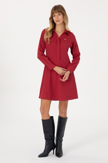 Rochie țesută mini, culoare zmeură închisă, pentru femei 50316609-VR104