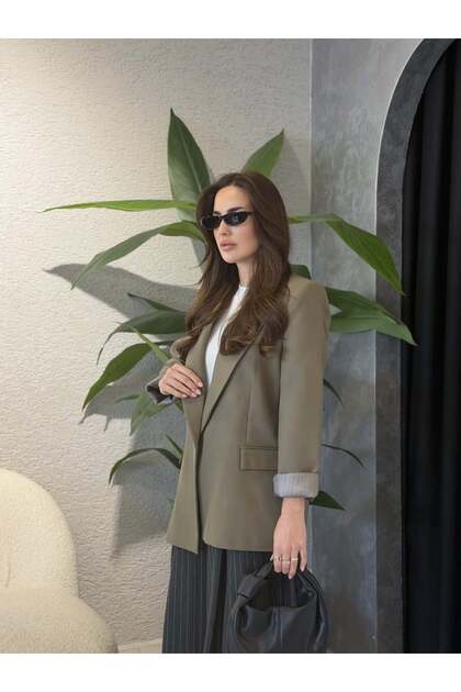 Çizgili Astarlı Vatkalı Blazer Ceket