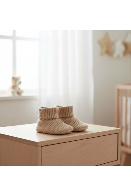 Knitted Model Eva Sole Lightweight Soft Cute Knitwear Unisex Baby Booties (0-1 Years Old)