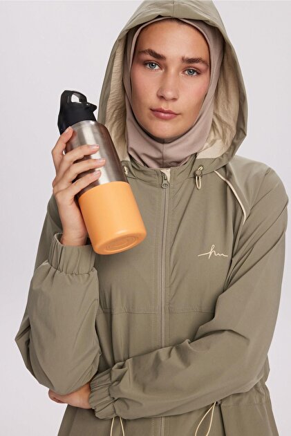 himemama　0724 Haşema Active H-Per Fit Kapüşonlu Biye Detaylı Mint Tesettür