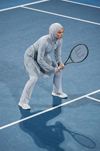 Haşema Active H-Per Fit Pileli Mavi Tesettür Tenisçi Üstü ACT-41