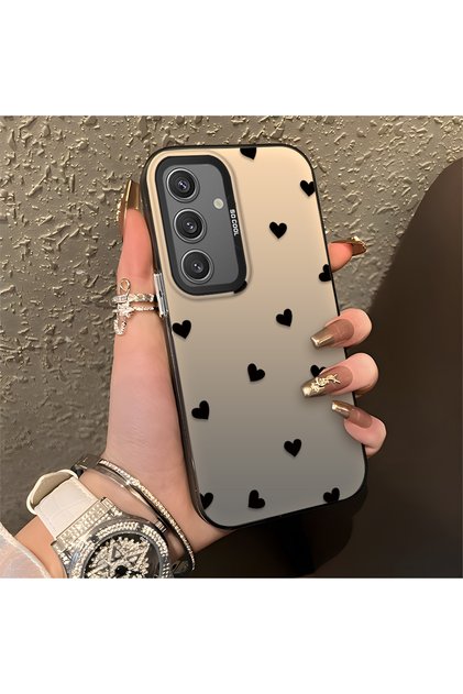 Samsung Galaxy S24 Compatible Silicone Edge Hard Back Anti-Fall Case Heart Patterns