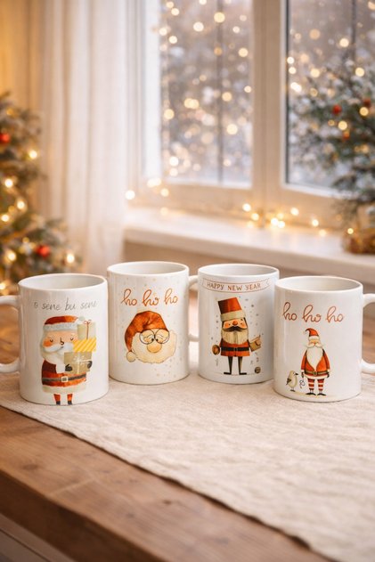 4'LÜ NOEL BABA YILBAŞI KUTLAMASI KUPA BARDAK