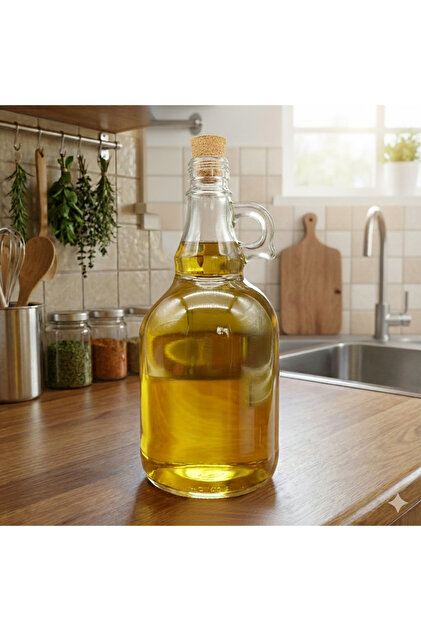 1 piece empty glass bottle oil pot olive oil sunflower oil cork stopper with handle gallon bottle 1000ml