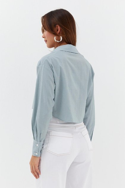 Striped Double Pocket Crop Green