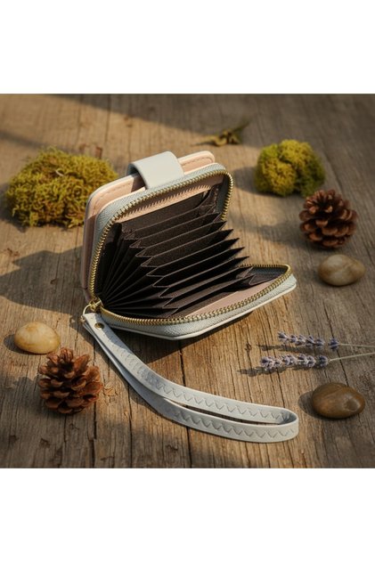 Women's Imported Leather Hand Portfolio and Accordion Credit Card Holder Wallet