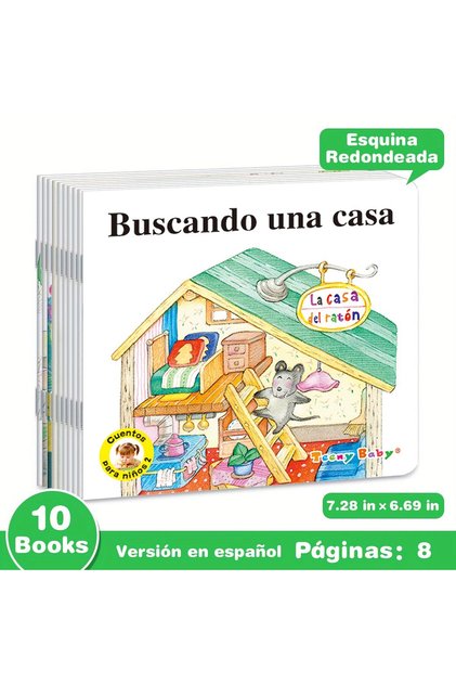 976-502C مجموعة واحدة من 10 كتب قصصية للأطفال باللغة الإسبانية، كتب تعليمية مبكرة للأطفال