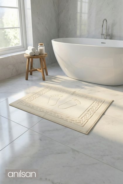 Ecru Rita Foot Towel - 50X70 Cm, 245 Gr, 100% Cotton, Spa and Hotel Bath Mat, for Daily Use