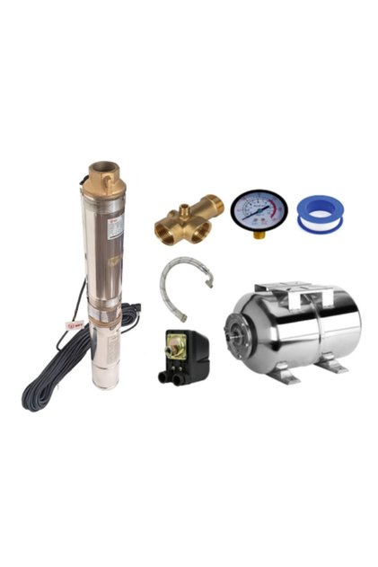 Пълен комплект за хидрофор Потопяема дълбочинна помпа, DDT, 4QJD2-8, 1500 W, 8 турбини, 7 м³/ч