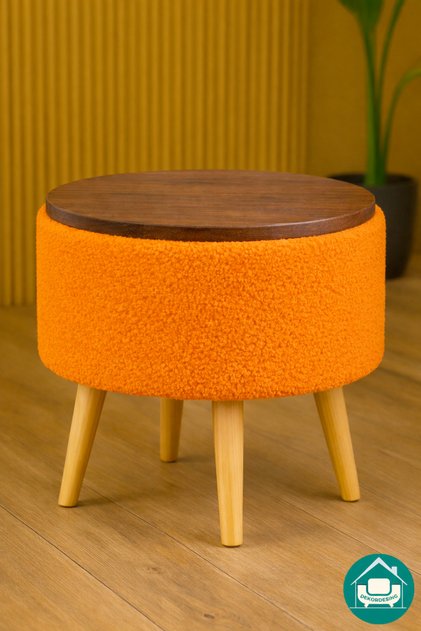 Aragonia 40 CM Üst Tablalı Peluş Kumaş Puf