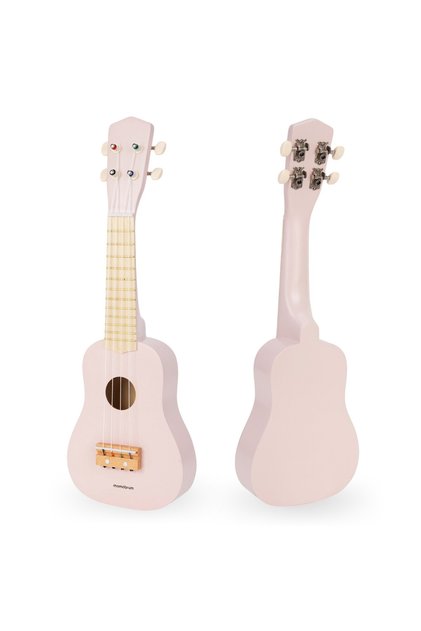 Chitara din lemn pentru copii - ukulele - culoare roz