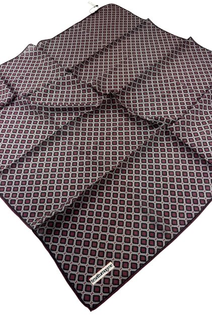 Ecozen Scarf Tn2108 Geometric Pattern 10-Burgundy-Black-Gray