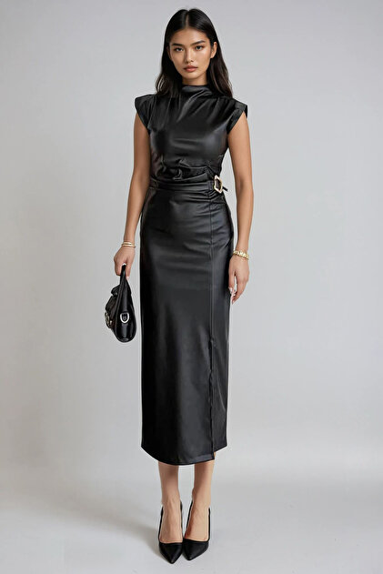 green emerald velvet dress ALC Women's Lexi Vegan Leather Dress