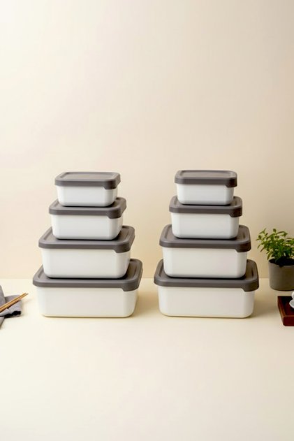 8-Piece Rectangular Storage Container Set (0.43Ml-0.83Ml-1.6L-2.6L) Microwave and Freezer Compatible